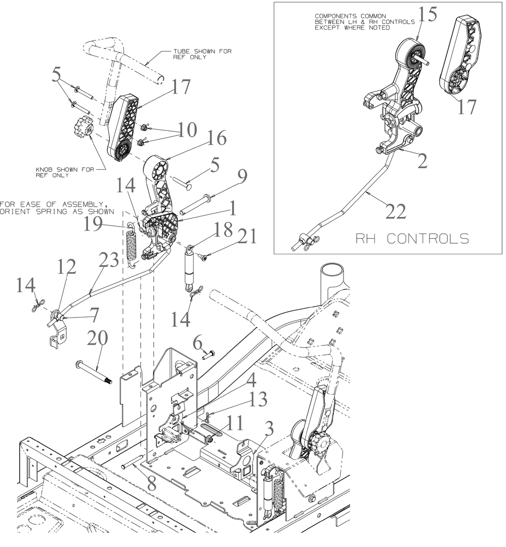 Controls Diagram and Parts List for ZT2-60KH (17ASEAC5A10)(2022) Cub Cadet Lawn Tractor